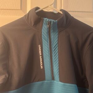 Under Armour Black and Teal Quarter-Zip Top